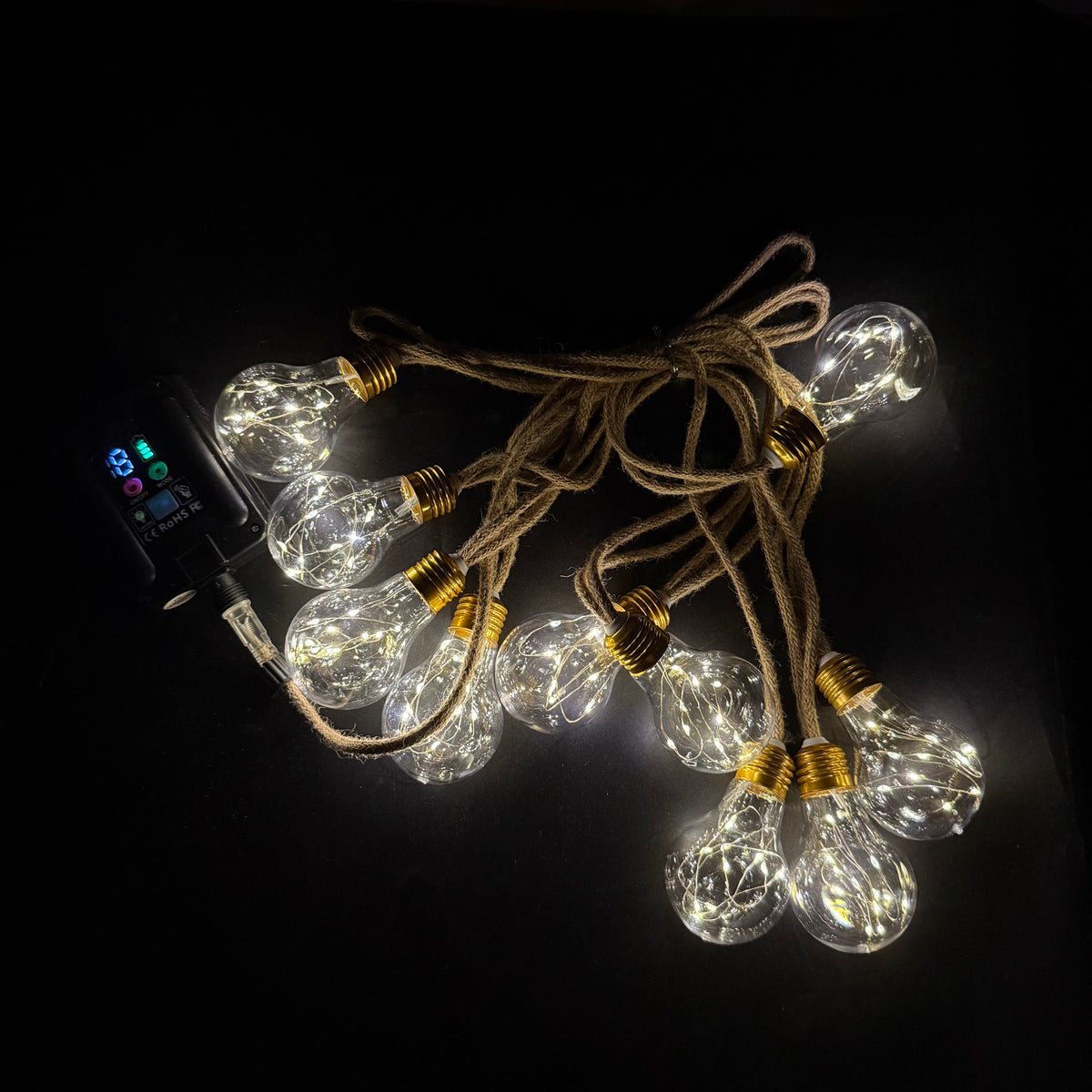 Hemp Rope Edison Bulb String Lights | Vintage Outdoor LED String Lights