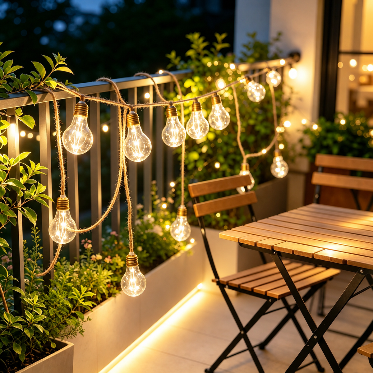 Hemp Rope Edison Bulb String Lights | Vintage Outdoor LED String Lights